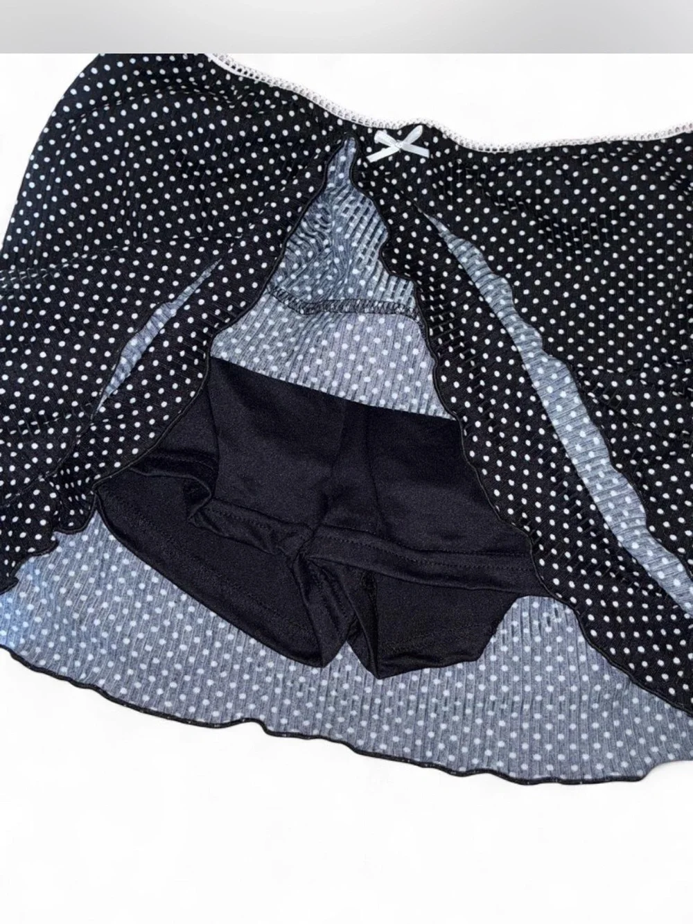 Black Polka Dot Skirt with White Trim